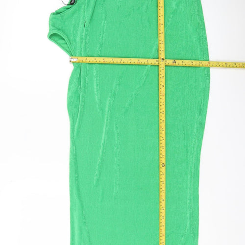 Boohoo Womens Green Bodycon Midi Dress Size 14 Sleeveless Scoop Neck