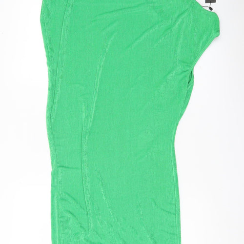 Boohoo Womens Green Bodycon Midi Dress Size 14 Sleeveless Scoop Neck