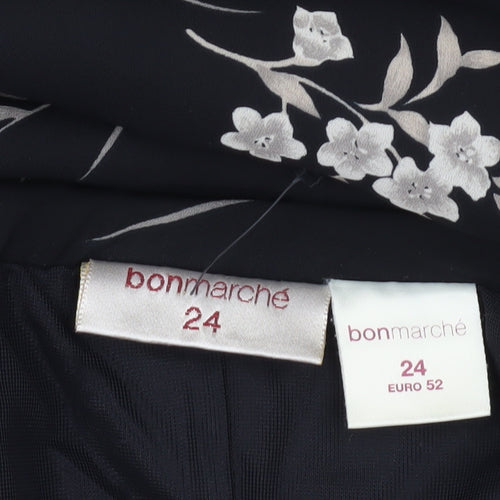 Bonmarché Womens Black Floral A-Line Midi Skirt Size 24 Plus