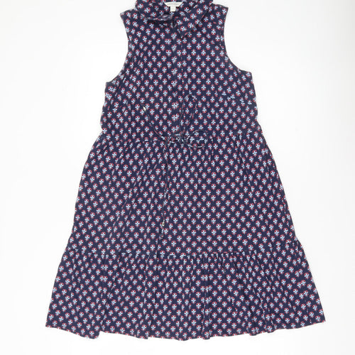 Monsoon Women’s Blue Geometric Cotton A-Line Dress Size S
