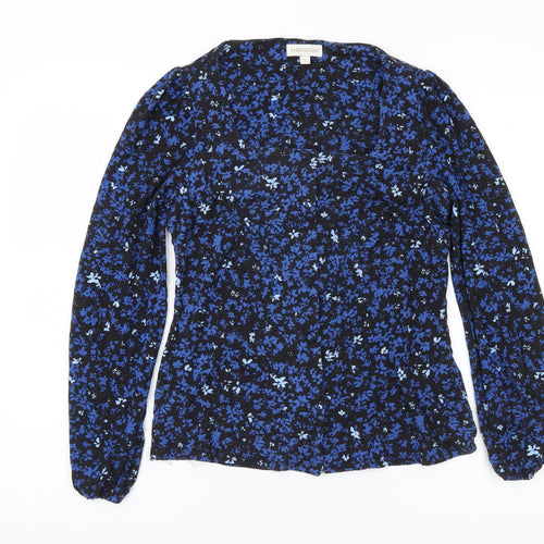 Monsoon Women Blue Floral Long Sleeve Viscose Tunic Blouse S