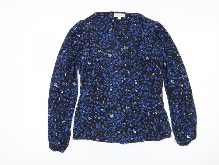 Monsoon Women Blue Floral Long Sleeve Viscose Tunic Blouse S