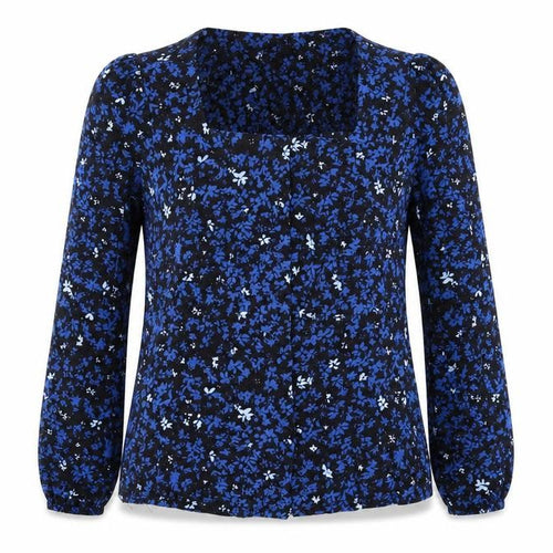 Monsoon Women Blue Floral Long Sleeve Viscose Tunic Blouse S