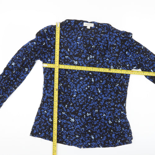 Monsoon Women Blue Floral Long Sleeve Viscose Tunic Blouse S