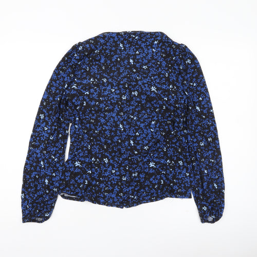 Monsoon Women Blue Floral Long Sleeve Viscose Tunic Blouse S