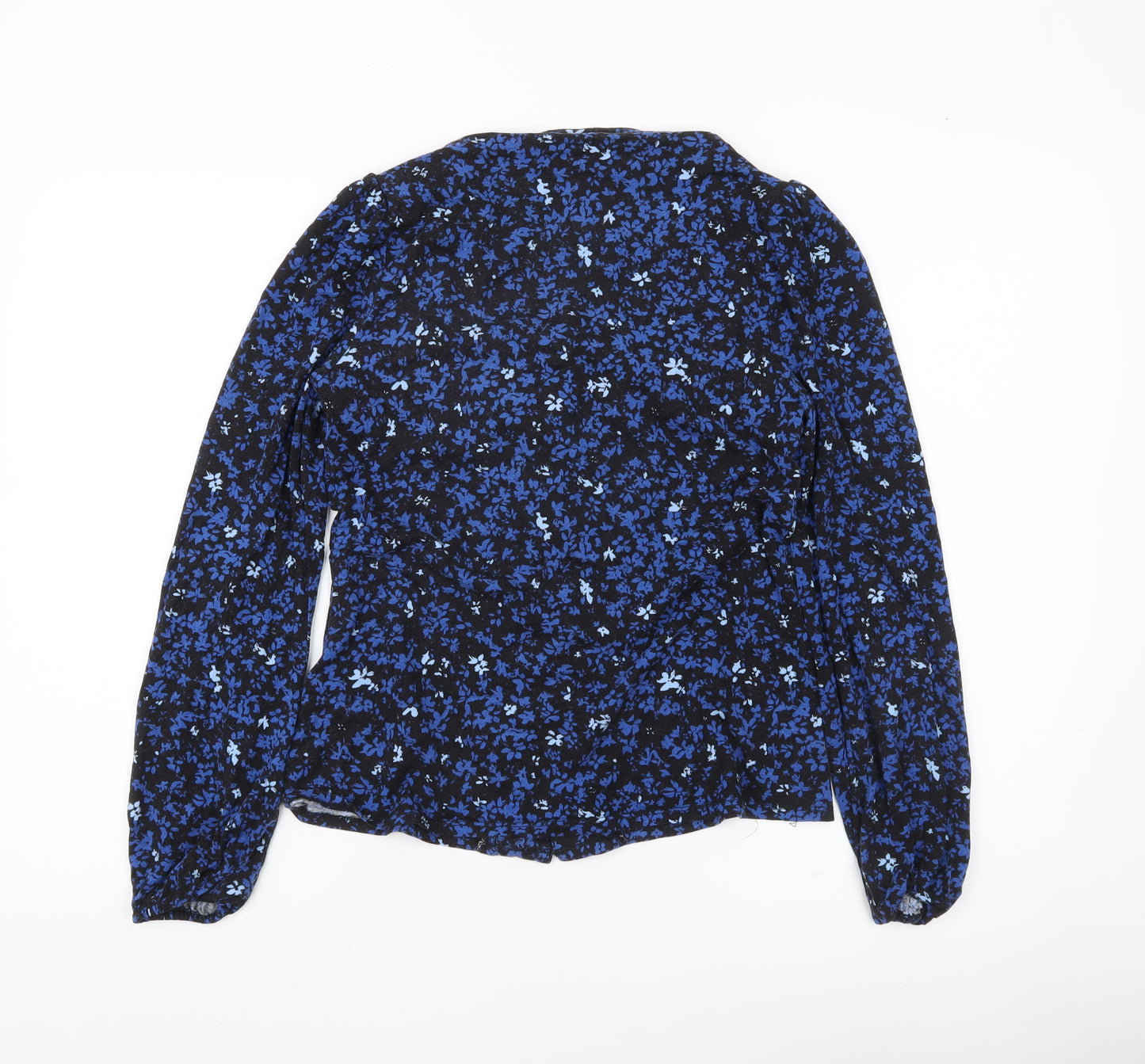 Monsoon Women Blue Floral Long Sleeve Viscose Tunic Blouse S