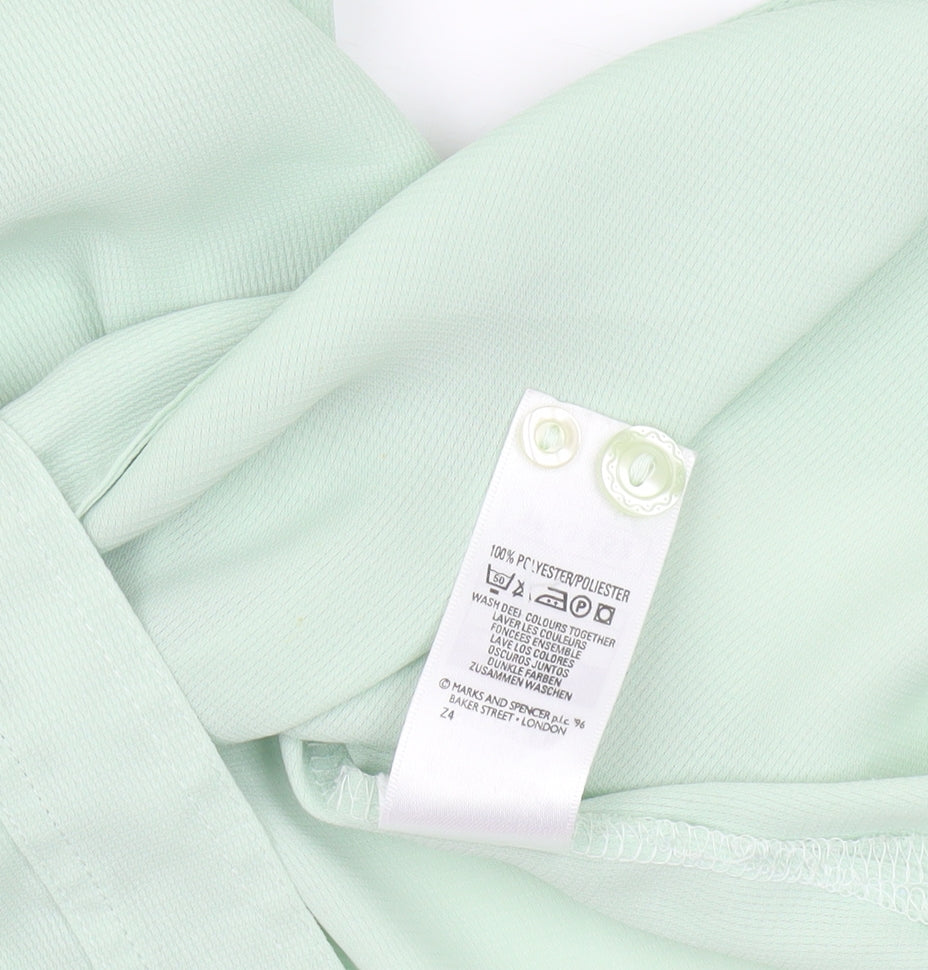 Marks and Spencer Women’s Green Button-Up Shirt UK 14 Short Sleeve