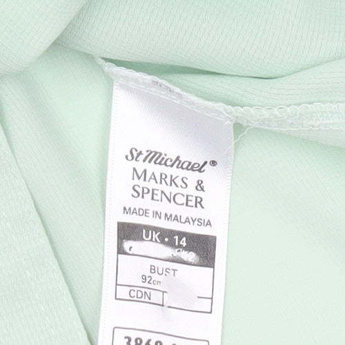 Marks and Spencer Women’s Green Button-Up Shirt UK 14 Short Sleeve