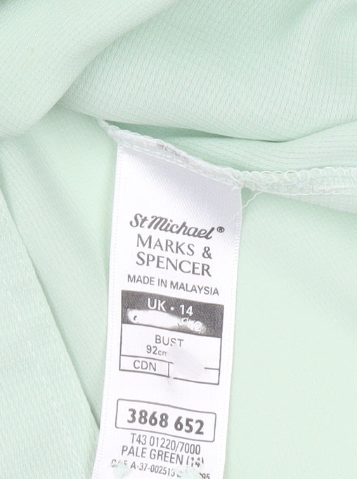 Marks and Spencer Women’s Green Button-Up Shirt UK 14 Short Sleeve
