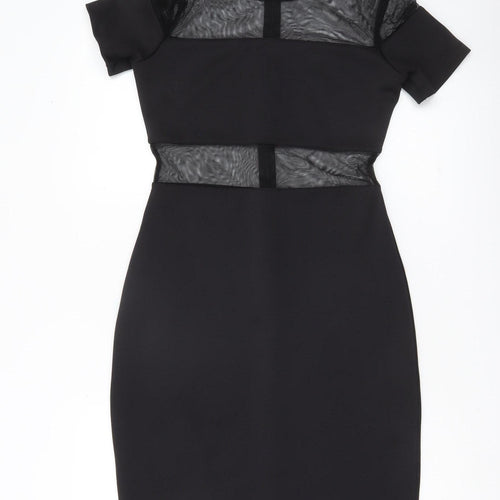 Twist Women Black Size 10 Bodycon Mesh Zip Party Cocktail Dress