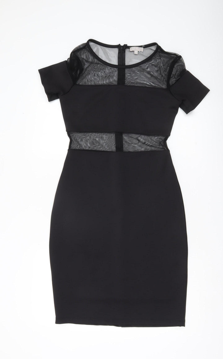 Twist Women Black Size 10 Bodycon Mesh Zip Party Cocktail Dress