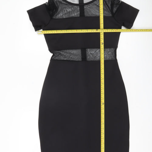 Twist Women Black Size 10 Bodycon Mesh Zip Party Cocktail Dress