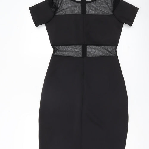 Twist Women Black Size 10 Bodycon Mesh Zip Party Cocktail Dress