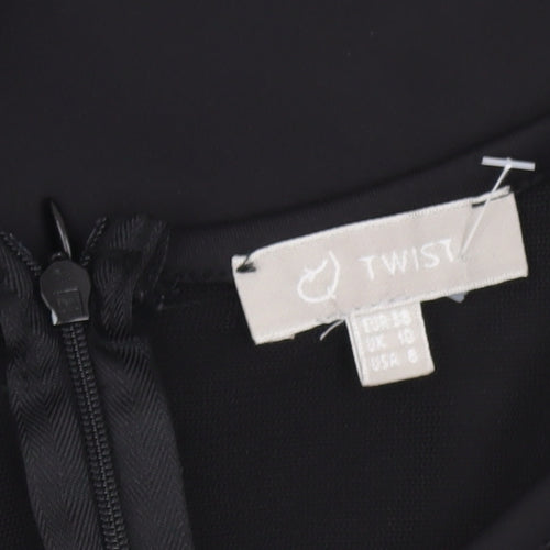 Twist Women Black Size 10 Bodycon Mesh Zip Party Cocktail Dress