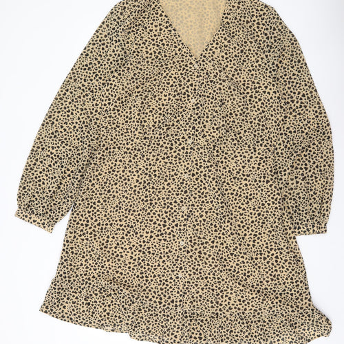 Very Women’s Beige Leopard Print Shift Dress Size 18 V-Neck