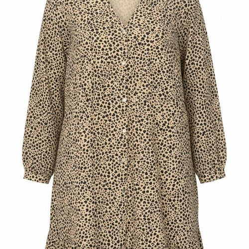 Very Women’s Beige Leopard Print Shift Dress Size 18 V-Neck