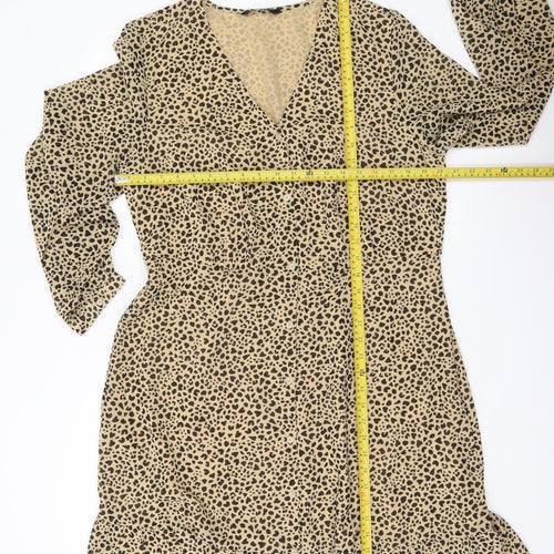 Very Women’s Beige Leopard Print Shift Dress Size 18 V-Neck