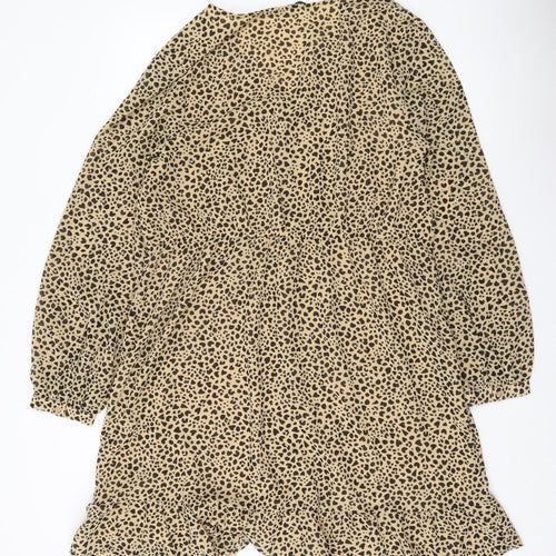 Very Women’s Beige Leopard Print Shift Dress Size 18 V-Neck