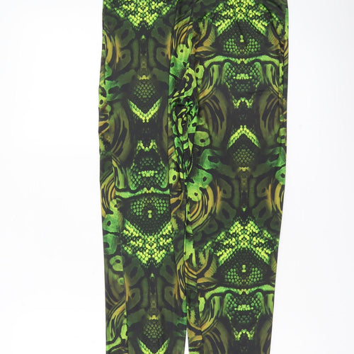PrettyLittleThing Womens Green Animal Print Slim Leggings Size 14