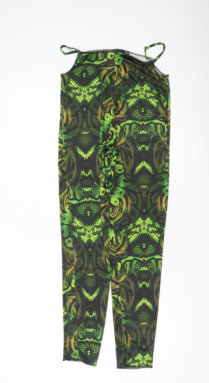 PrettyLittleThing Womens Green Animal Print Slim Leggings Size 14