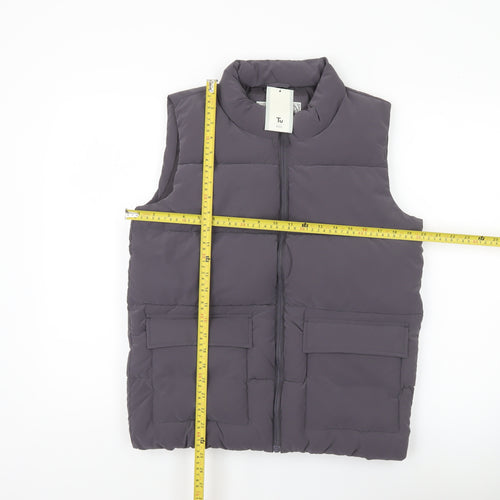Tu Girls Grey Puffer Bodywarmer 13-14Y Regular Fit Quilted Zip Waistcoat