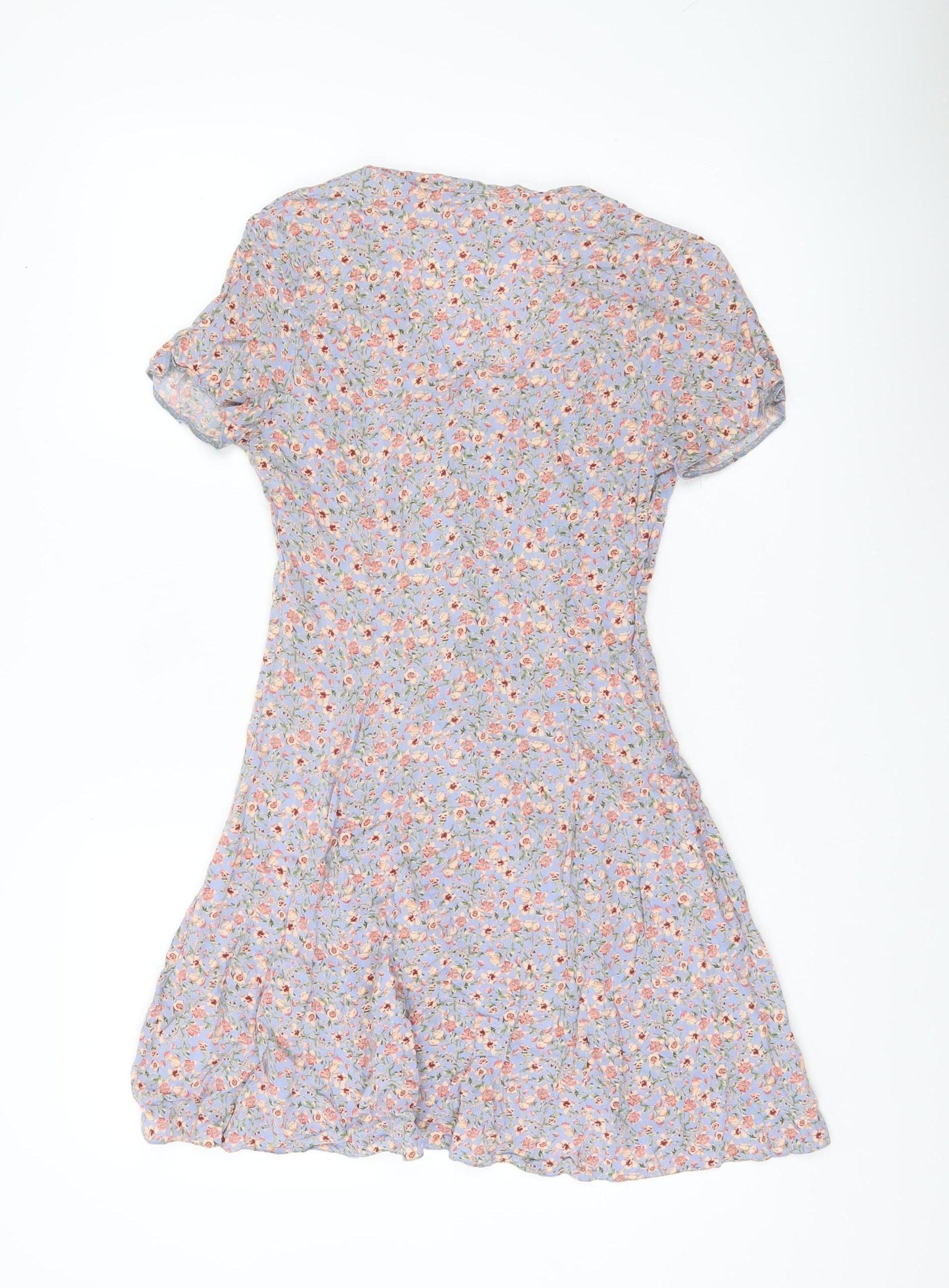 New Look Women’s Blue Floral Skater Dress UK 8 Short Sleeve