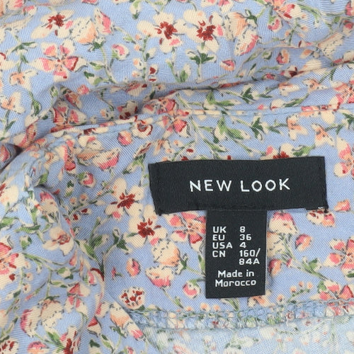 New Look Women’s Blue Floral Skater Dress UK 8 Short Sleeve