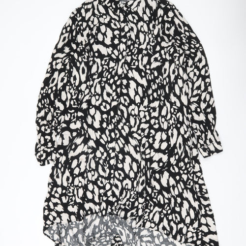 Apricot Women’s Black Animal Print Hi-Low Shirt Dress Size 12