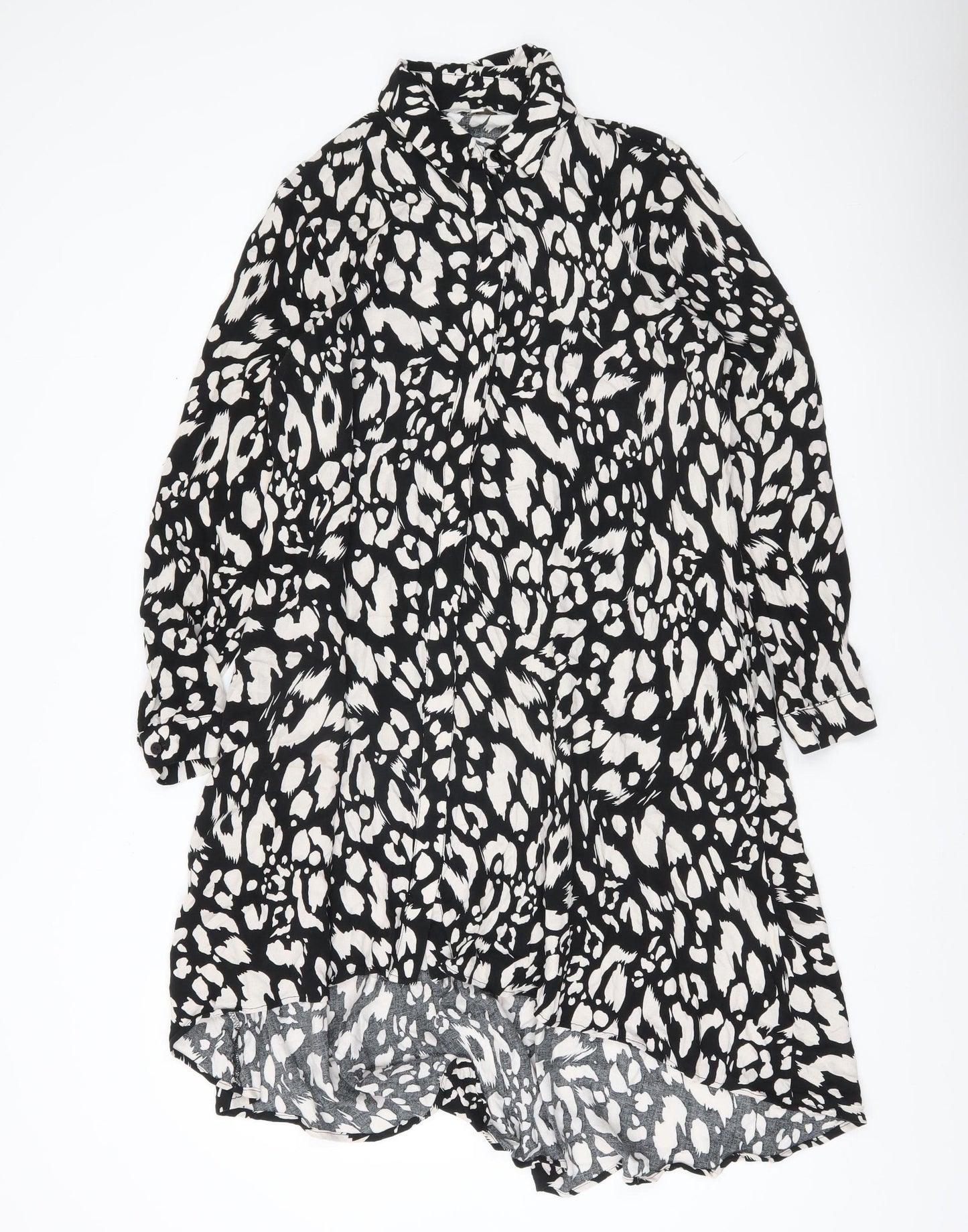 Apricot Women’s Black Animal Print Hi-Low Shirt Dress Size 12