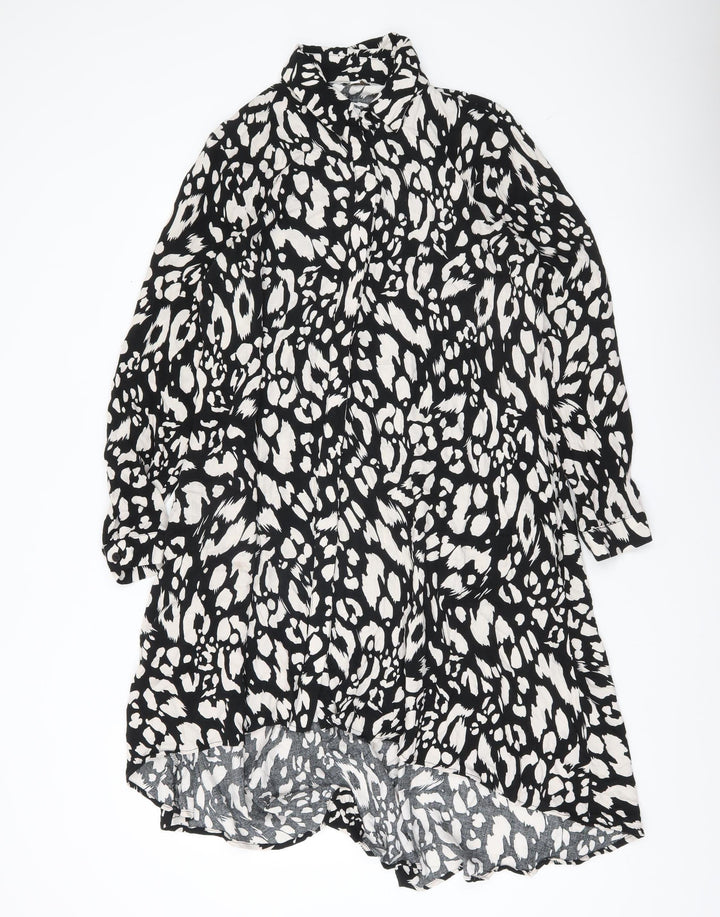 Apricot Women’s Black Animal Print Hi-Low Shirt Dress Size 12