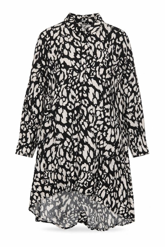 Apricot Women’s Black Animal Print Hi-Low Shirt Dress Size 12