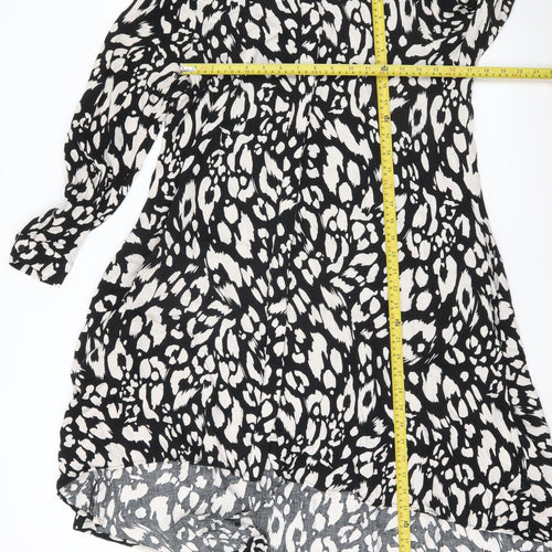 Apricot Women’s Black Animal Print Hi-Low Shirt Dress Size 12