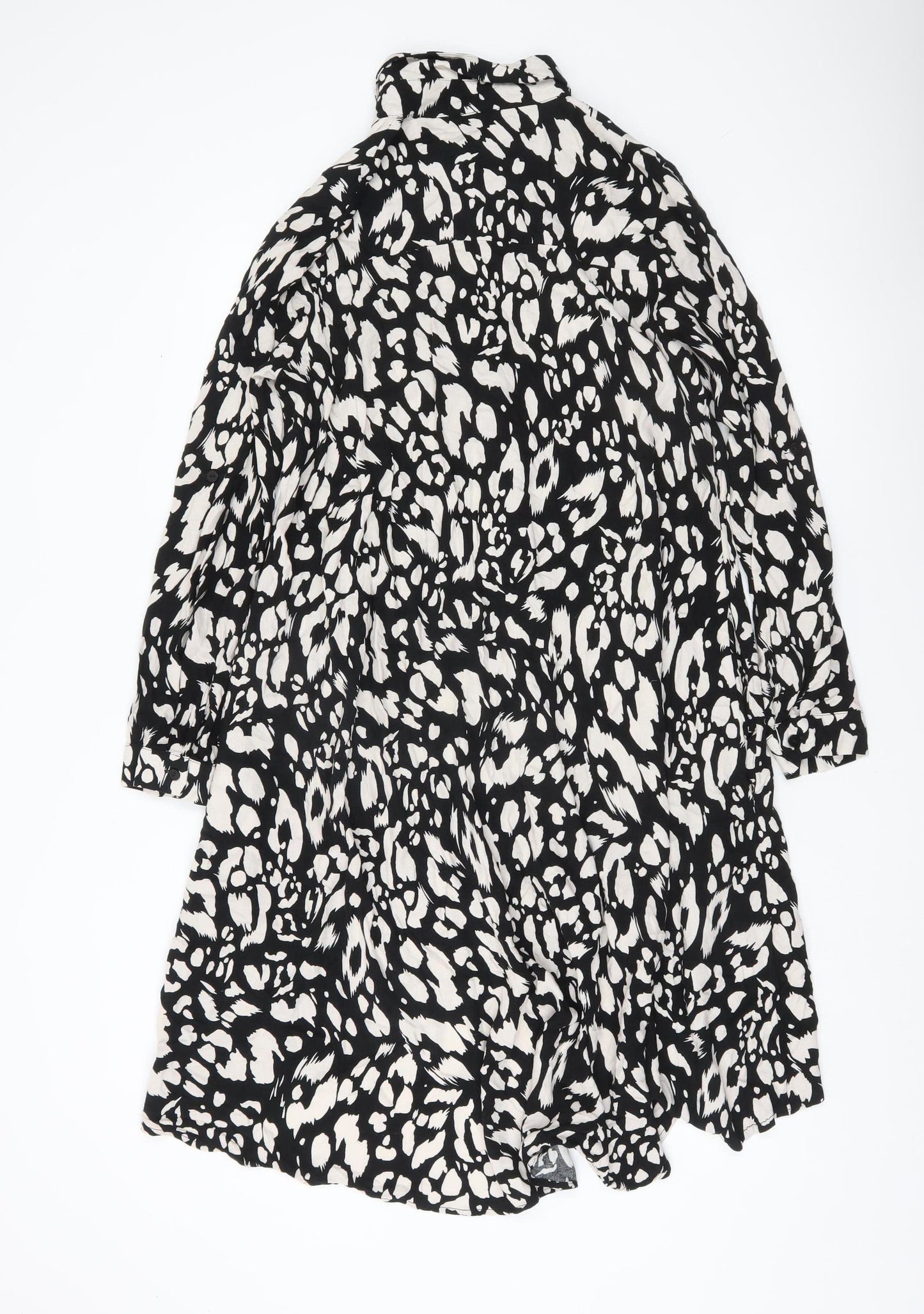 Apricot Women’s Black Animal Print Hi-Low Shirt Dress Size 12