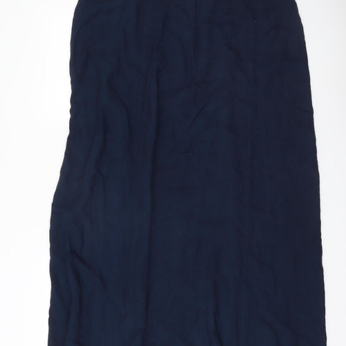 Adini Womens Blue Viscose Midi Straight Skirt L Elastic Waist