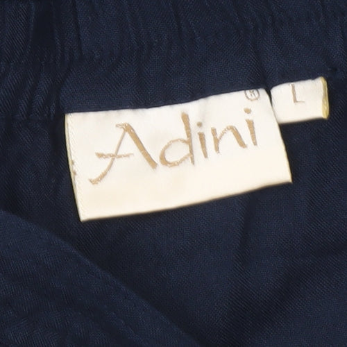 Adini Womens Blue Viscose Midi Straight Skirt L Elastic Waist