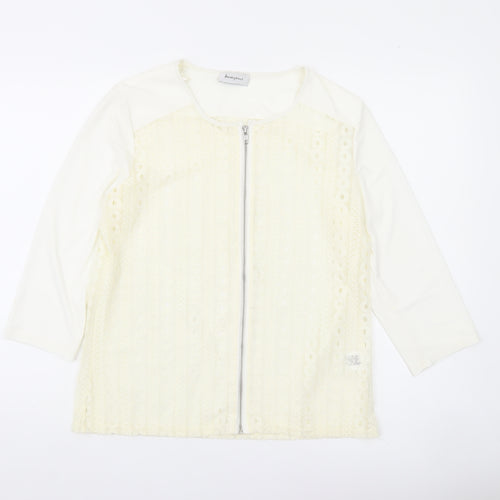 Anonymous Women Ivory Lace Zip Tunic Blouse Size 16