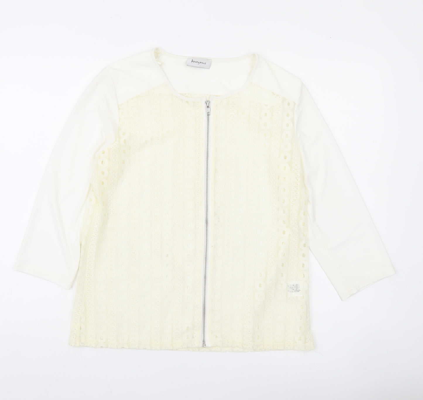 Anonymous Women Ivory Lace Zip Tunic Blouse Size 16
