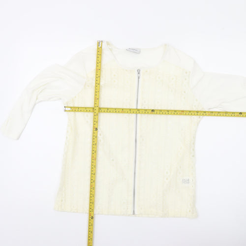 Anonymous Women Ivory Lace Zip Tunic Blouse Size 16