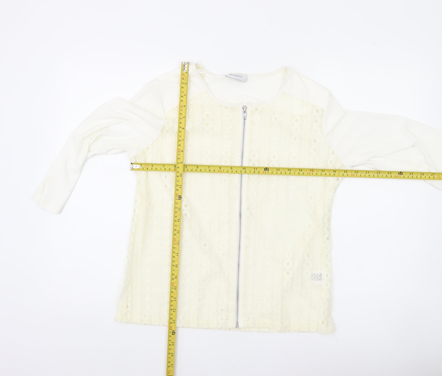 Anonymous Women Ivory Lace Zip Tunic Blouse Size 16