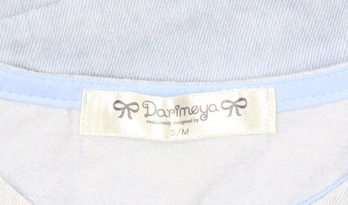 Darimeya Women’s Blue White Lace Tunic Blouse S Regular