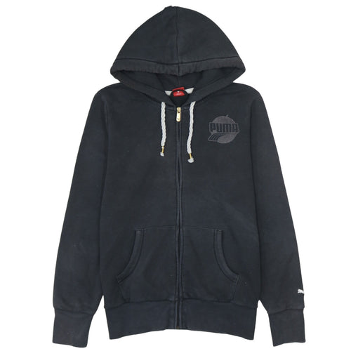 Puma Women's Black Full Zip Hoodie Size 14 UK Cotton Blend