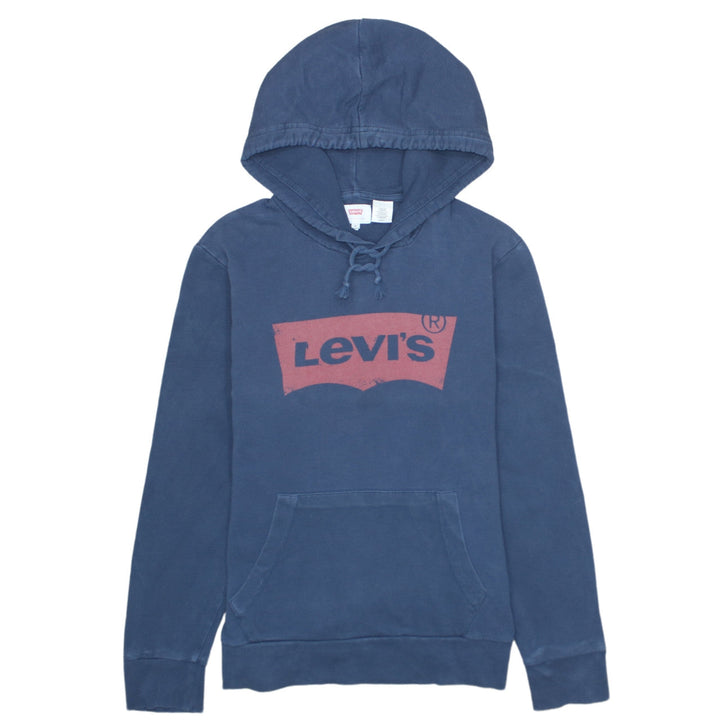 Levi's Men Blue Pullover Hoodie Small Logo Graphic Cotton