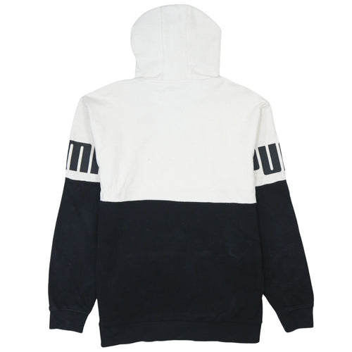 Puma Mens Small Black White Pullover Hoodie Sweatshirt Logo Sportswear