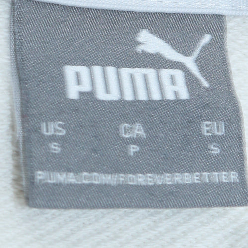Puma Mens Small Black White Pullover Hoodie Sweatshirt Logo Sportswear