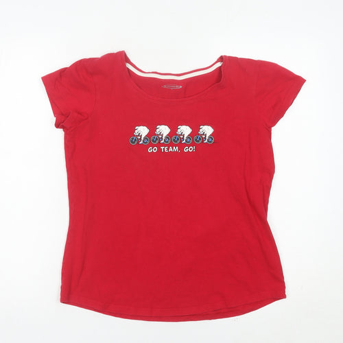 Mountain Life Womens Red Size 12 Scoop Neck Sheep Print T-Shirt