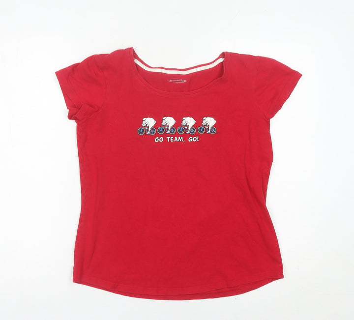 Mountain Life Womens Red Size 12 Scoop Neck Sheep Print T-Shirt