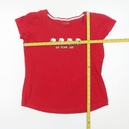 Mountain Life Womens Red Size 12 Scoop Neck Sheep Print T-Shirt