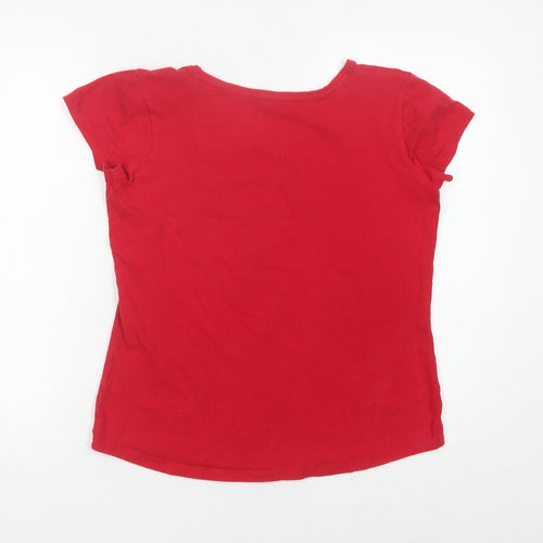 Mountain Life Womens Red Size 12 Scoop Neck Sheep Print T-Shirt