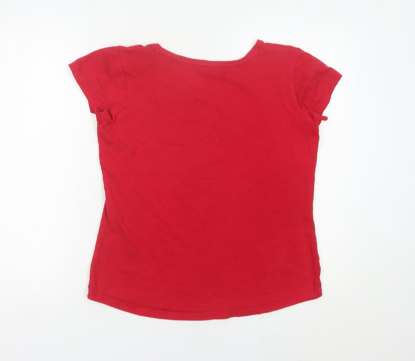 Mountain Life Womens Red Size 12 Scoop Neck Sheep Print T-Shirt