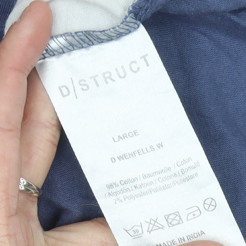 D/Struct Men Blue Orange White Colourblock Crew Neck T-Shirt Size L